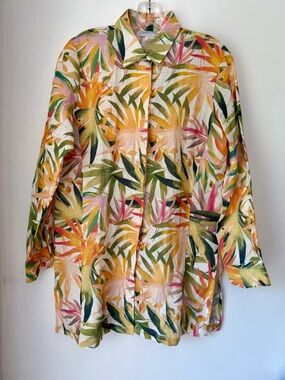 NWOT Charlotte Kellogg Palm Beach Linen Shirt/Tunic Long Sleeve Women M